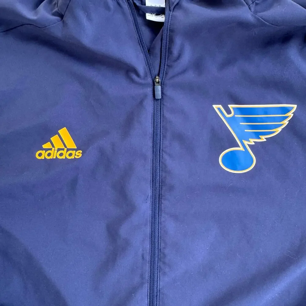 Adidas St. Louis Blues Quarter-Zip Pullover Top in Navy Blue Size large
